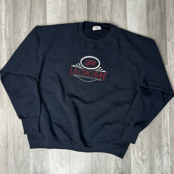 Vintage Embroidered La Cross Crewneck Black Size XL - Picture 2 of 6